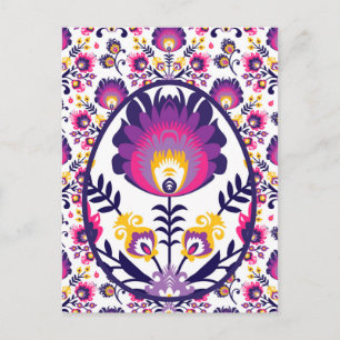 🌹 Wunderschönes Folklore Lila Pysanka Ostereier Postkarte