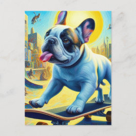 Wunderschönes französisches Bulldogard-Skateboarde Postkarte