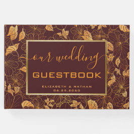 Wunderschönes Gold Floral Bungundy Wedding Gästebu Gästebuch