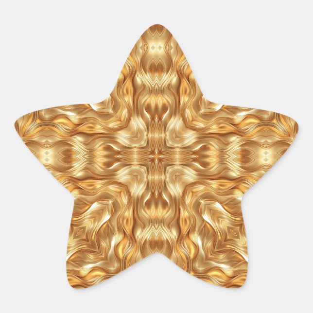 Wunderschönes goldenes abstraktes Muster Stern-Aufkleber (Vorderseite)