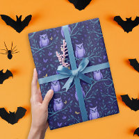 Wunderschönes Halloween-Abend mit Lila Owls-Muster