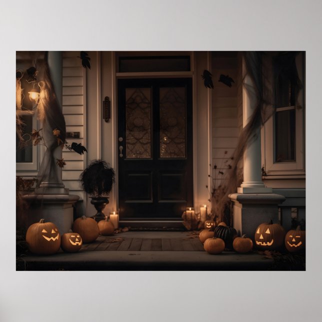 Wunderschönes Halloween-Dekor mit Jack-o'-Laternen Poster (Vorne)