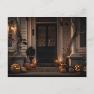 Wunderschönes Halloween-Dekor mit Jack-o'-Laternen Postkarte