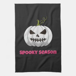 Wunderschönes Halloween-Handtuch mit weißem Kürbis Geschirrtuch