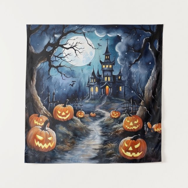 Wunderschönes Halloween-Nachttapestry Wandteppich (Vorderseite)
