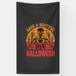 Wunderschönes Halloween-Skelett-Herz Retro-Sonnenu Banner