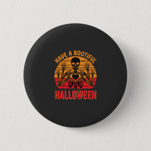 Wunderschönes Halloween-Skelett-Herz Retro-Sonnenu Button