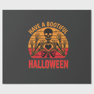 Wunderschönes Halloween-Skelett-Herz Retro-Sonnenu Geschenkpapier