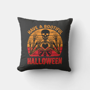 Wunderschönes Halloween-Skelett-Herz Retro-Sonnenu Kissen