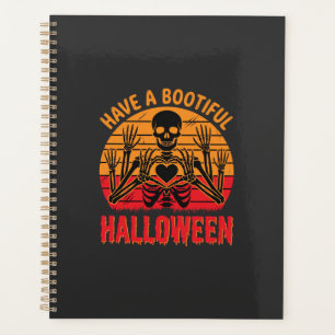 Wunderschönes Halloween-Skelett-Herz Retro-Sonnenu Planer