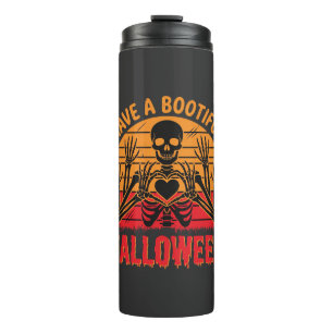 Wunderschönes Halloween-Skelett-Herz Retro-Sonnenu Thermosbecher