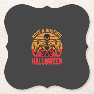 Wunderschönes Halloween-Skelett-Herz Retro-Sonnenu Untersetzer