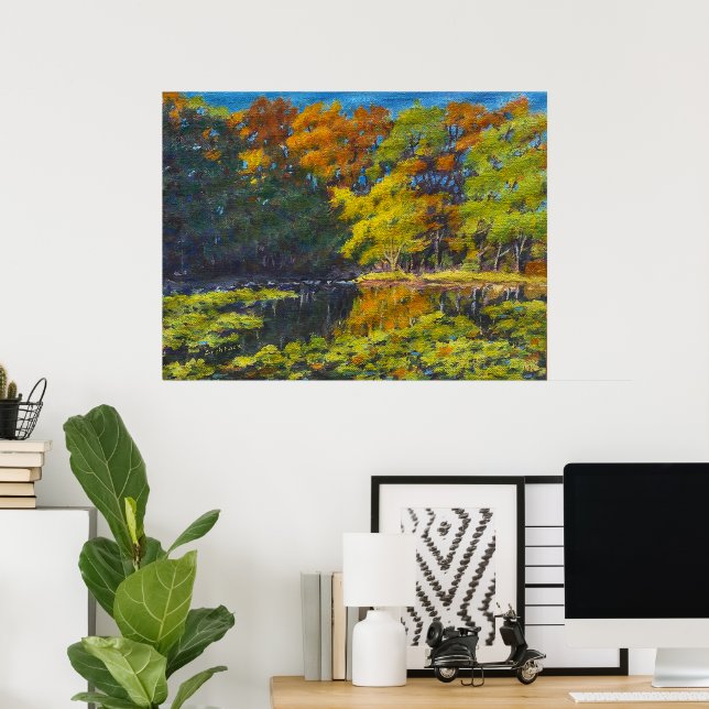 Wunderschönes Herbstfarbenreflektionen Poster (Heimbüro)