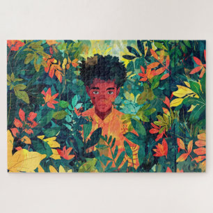 Wunderschönes Jigsaw-Puzzle mit braunem Jungen Puzzle