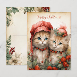 Wunderschönes Kätzchen-Paar Weihnachten  Postkarte