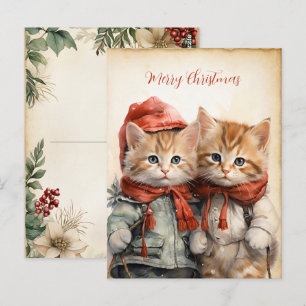 Wunderschönes Kätzchen-Paar Weihnachten  Postkarte
