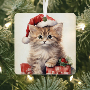 Wunderschönes Kätzchen Weihnachten Ornament Aus Metall