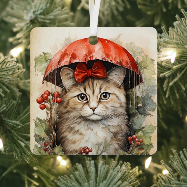 Wunderschönes Kätzchen Weihnachten  Ornament Aus Metall (InSitu)
