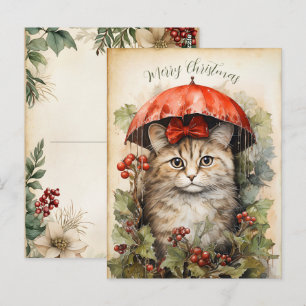 Wunderschönes Kätzchen Weihnachten  Postkarte