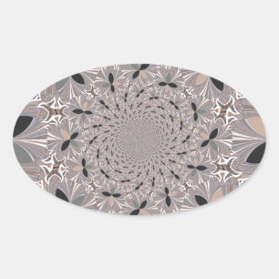 Wunderschönes liebevolles eschgraues Kaleidoskop n Ovaler Aufkleber