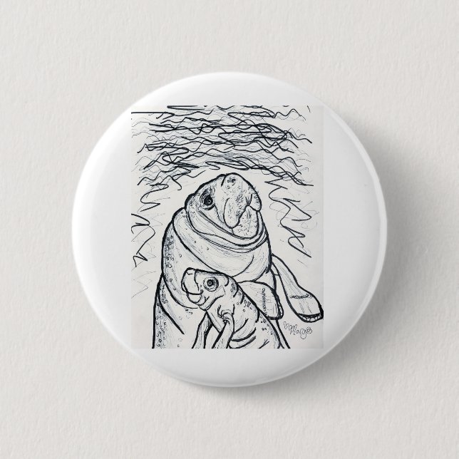 Wunderschönes Manatee Button (Vorderseite)