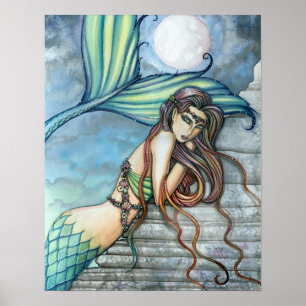 Wunderschönes Mermaid Wasserfarben-Poster drucken Poster