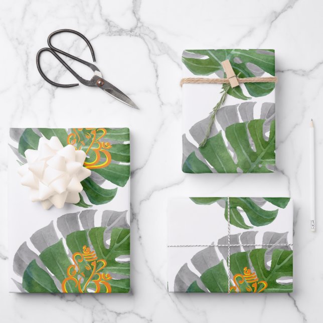 Wunderschönes Om Ganesh Wrapping Paper, Set von 3 Geschenkpapier Set (Vorderseite)