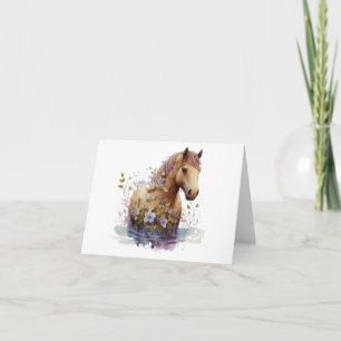 Wunderschönes Pferd mit Blume BLANK Karte