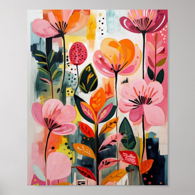 Wunderschönes, pulsierendes Blumenposter Poster (Vorne)