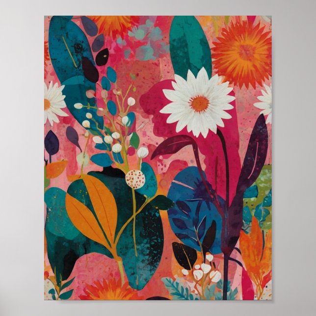 Wunderschönes, pulsierendes Blumenposter Poster (Vorne)