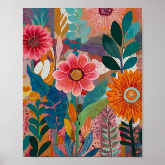 Wunderschönes, pulsierendes Blumenposter Poster