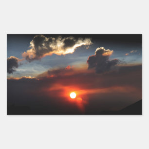 wunderschönes rauchiges Sonnenuntergangsfoto Rechteckiger Aufkleber