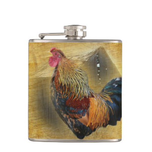 Wunderschönes Rooster und rustikales Hühnercoop Flachmann