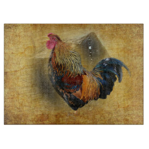 Wunderschönes Rooster und rustikales Hühnercoop Schneidebrett