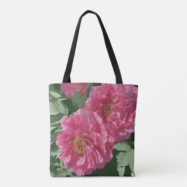 Wunderschönes Rosa-Peony auf der Tasche der Leinwa (Rückseite)