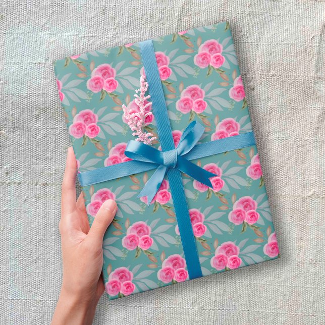 Wunderschönes rosa Roses Wasserfarben Muster Geschenkpapier (Von Creator hochgeladen)