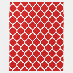 Wunderschönes rotes und weißes marokkanisches Vier Fleecedecke