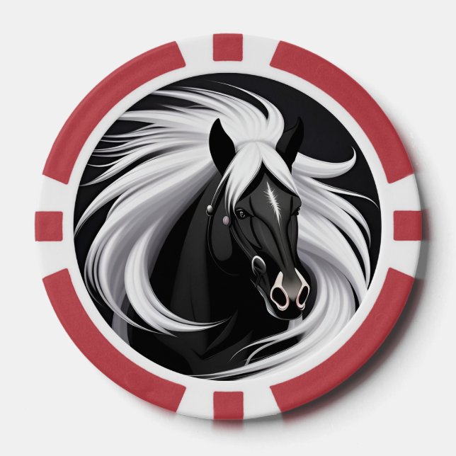 Wunderschönes Schwarzes Pferd Pokerchips (Vorderseite)