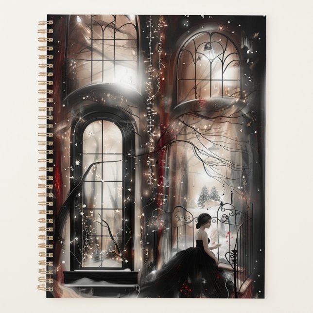 Wunderschönes Schwarzes und Rotes Wunderland Planer (Vorderseite)