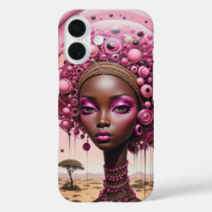 Wunderschönes schwarzes und violettes surrealistis iPhone 16 hülle