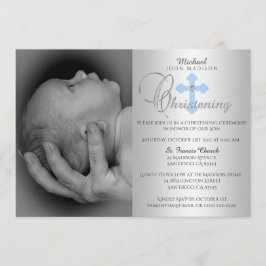 Wunderschönes Silver Cross Boy FOTO Christening Einladung
