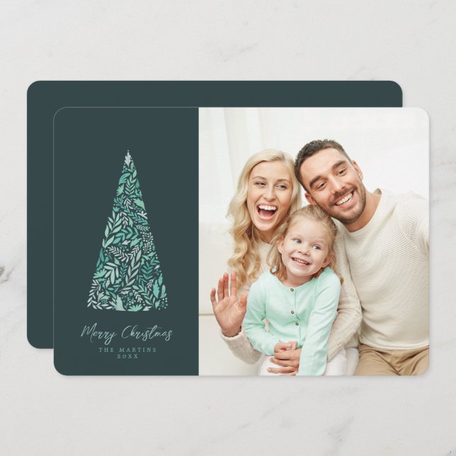 Wunderschönes Spruce Tree Grün Weihnachten/Feierta Einladung (Vorne/Hinten)