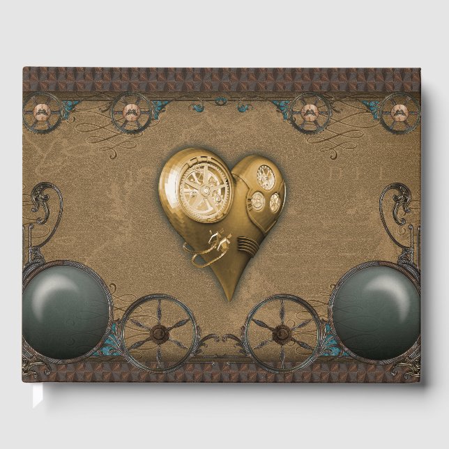 Wunderschönes Steampunkherz Gästebuch (Vorderseite)