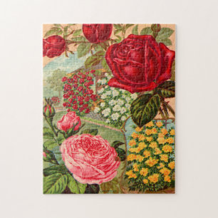 Wunderschönes viktorianisches Blumen-Samenpäckchen Puzzle