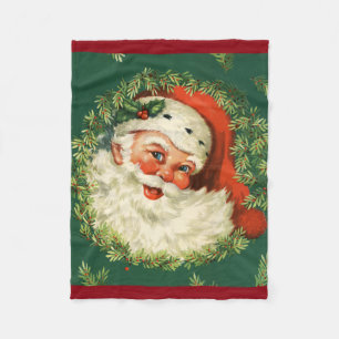 Wunderschönes Vintage-Weihnachtsmann-Bild Fleecedecke