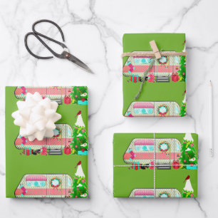 Wunderschönes Vintages Camper-Anhänger Geschenkpapier Set