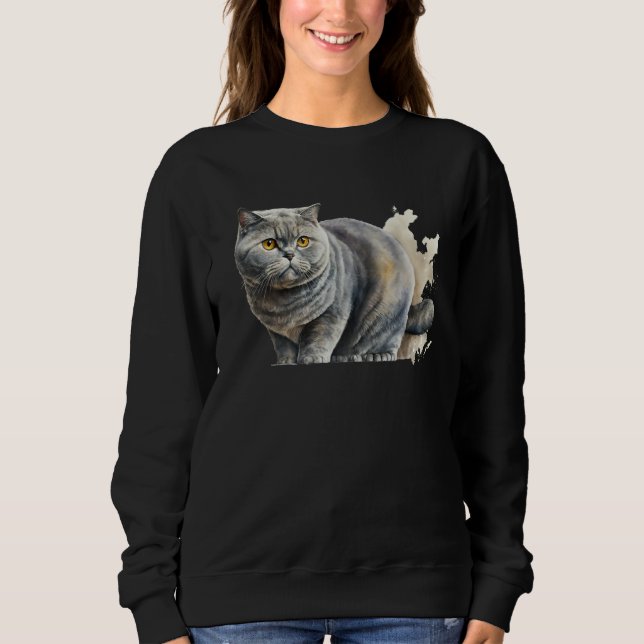 Wunderschönes Wasserfarbenporträt der Britisch Kur Sweatshirt (Vorderseite)