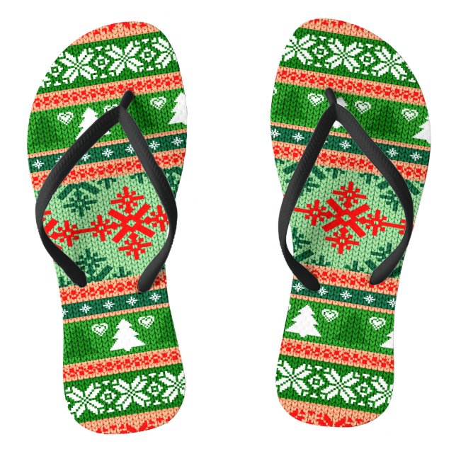 Wunderschönes Weihnachtsgeschenk-Strick-Hintergrun Flip Flops (Fußbett)