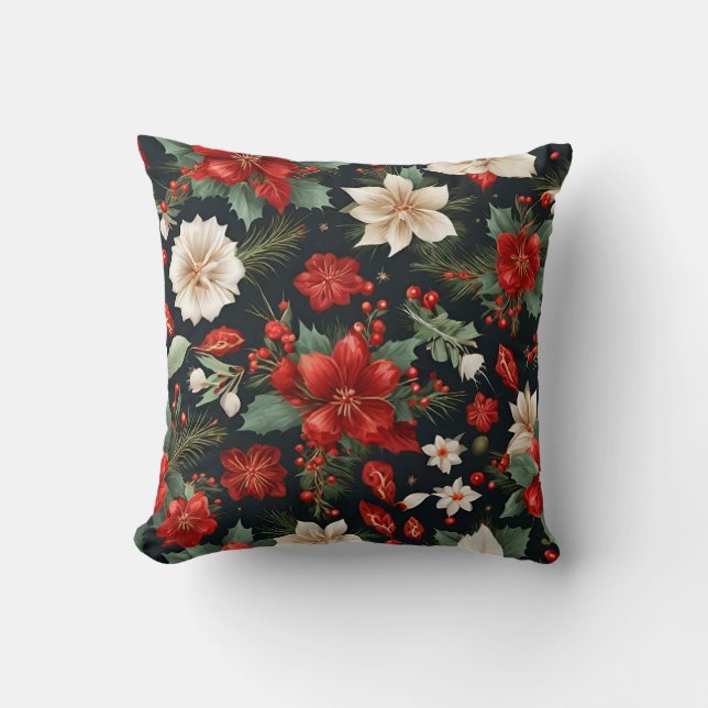 Wunderschönes Weihnachtsmuster mit Red Amaryllis,  Kissen (Vorderseite)