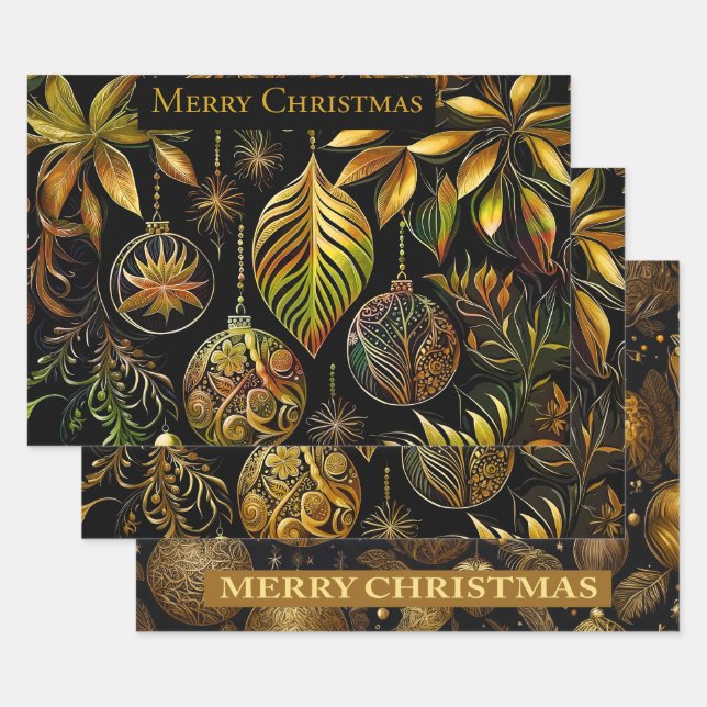 Wunderschönes Weihnachtspapier mit Weihnachtskugel Geschenkpapier Set (Set)